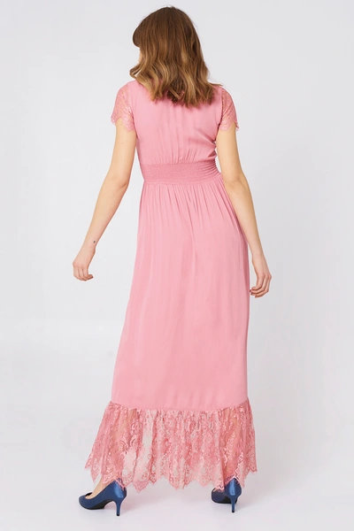 Shop Na-kd Buttoned Maxi Lace Dress - Pink In Rose