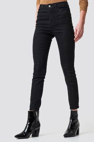 Shop Na-kd Highwaist Skinny Panel Jeans - Black