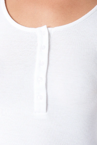 Shop Na-kd Ribbed Henley Top White In Offwhite