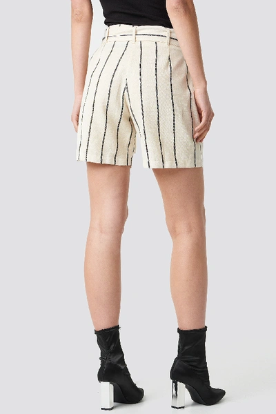 Shop Na-kd Linen-blend Shorts Beige In Stripe