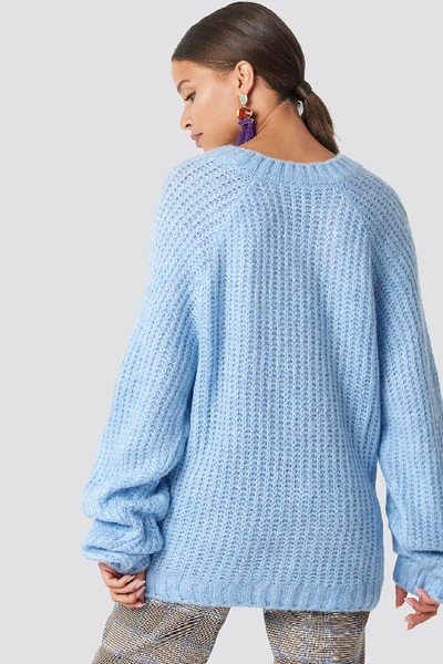 Shop Trendyol Balloon Sleeve Sweater Pullover - Blue