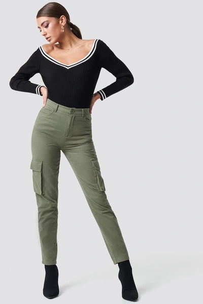 Shop Pamela X Na-kd Off Shoulder Knitted Stripe Sweater - Black In Black/white