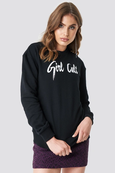 Shop Galore X Na-kd Oversized Girl Cult Sweatshirt - Black