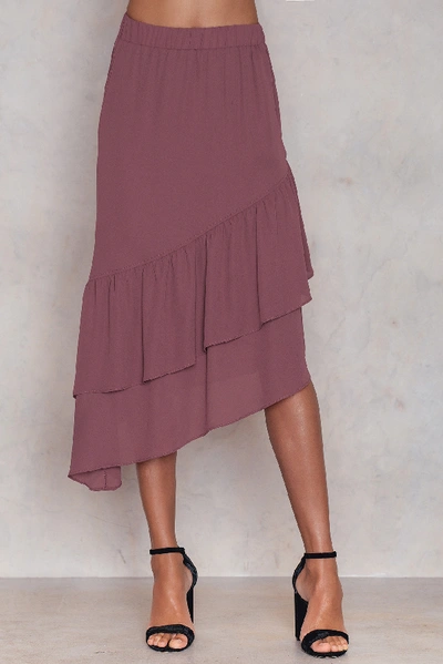 Shop Na-kd Bottom Frill Midi Skirt Purple In Purple Rose