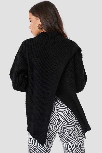 Shop Glamorous Overlap Back Slit Knitted Jumper - Black