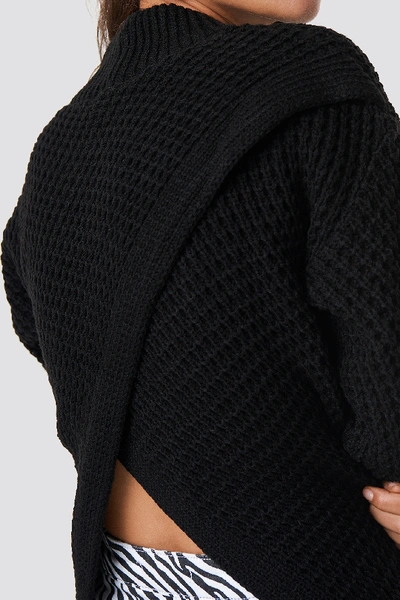 Shop Glamorous Overlap Back Slit Knitted Jumper - Black