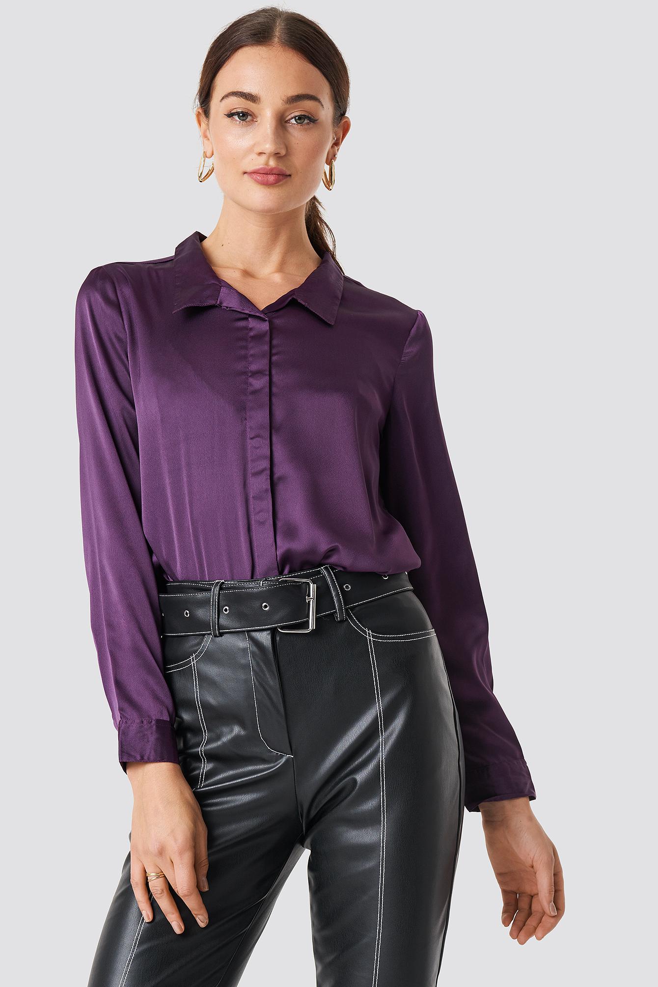 satin purple blouse