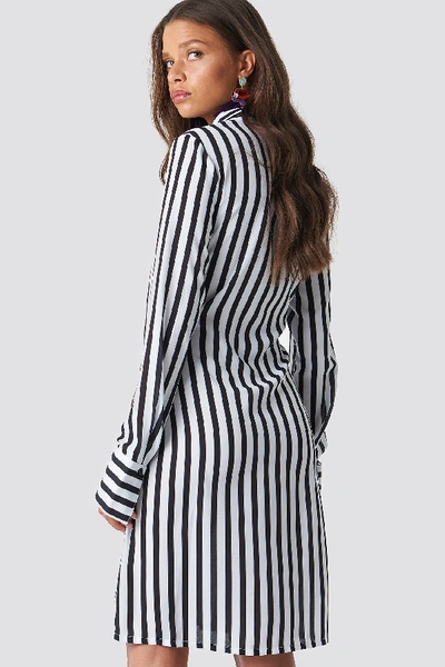 Shop Na-kd Tied Waist Striped Dress - Black,white