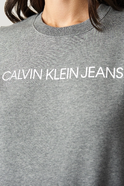 Shop Calvin Klein Institutional Regular Crew Neck - Grey In Mid Grey Heather