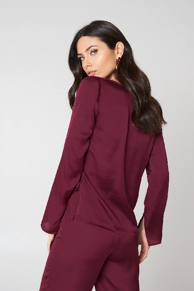 Shop Na-kd Overlap Side Tie Satin Top In Red