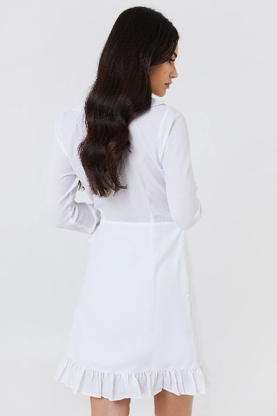 Shop Na-kd Long Sleeve Wrap Frill Dress - White