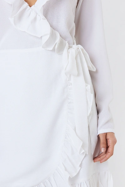Shop Na-kd Long Sleeve Wrap Frill Dress - White