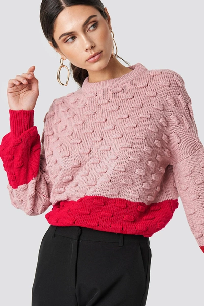 Shop Na-kd Bubble Stitch Knitted Sweater - Pink