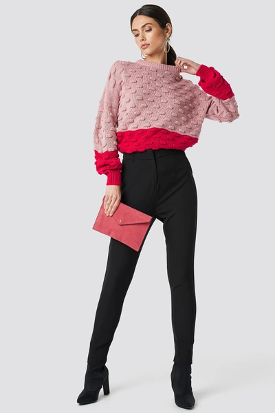 Shop Na-kd Bubble Stitch Knitted Sweater - Pink