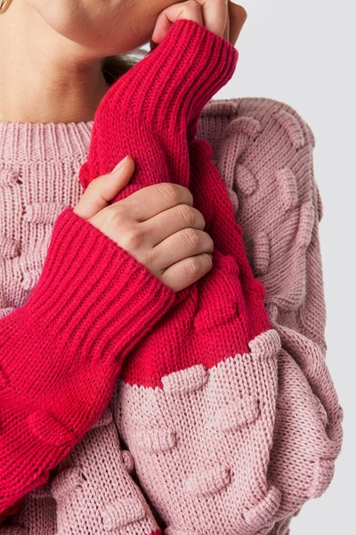 Shop Na-kd Bubble Stitch Knitted Sweater - Pink