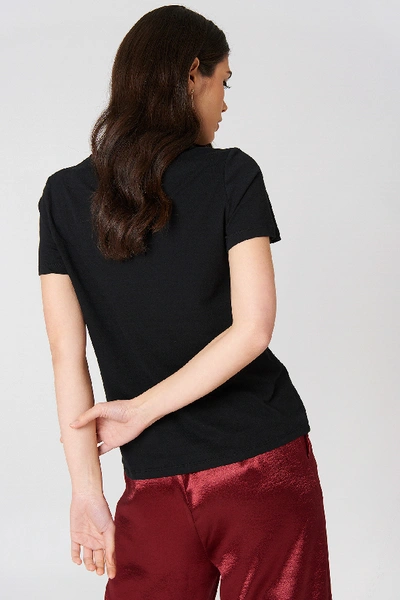 Shop Na-kd Small Chest Rose Embroidery Tee - Black