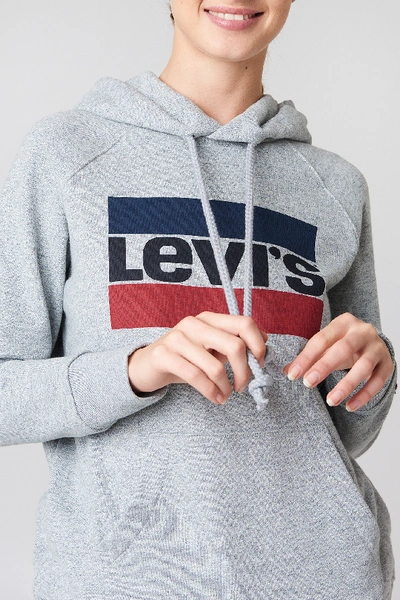 Shop Levi's Graphic Sportswear Hoodie - Grey In Smokestack Heather