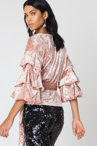 Shop Hot & Delicious Bubble Sleeve Velvet Top Pink