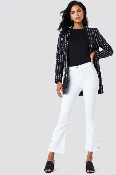Shop Trendyol Button Detailed Cropped Jeans White