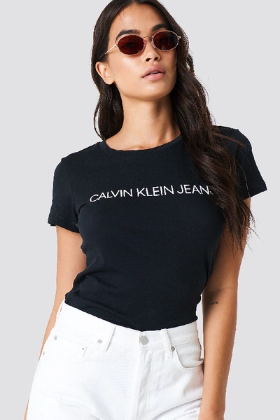 Shop Calvin Klein Core Institutional Logo Tee - Black In Ck Black