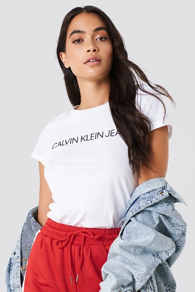 Shop Calvin Klein Core Institutional Logo Tee - White