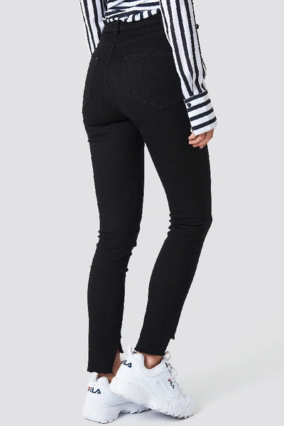 Shop Na-kd Highwaist Skinny Raw Hem Jeans Black