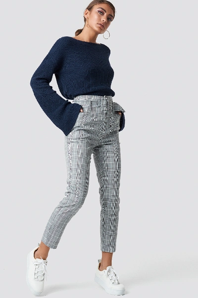 Na-kd Cropped Long Sleeve Knitted Sweater - Blue In Navy