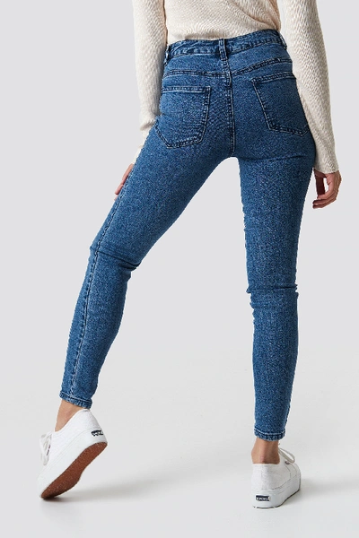 Shop Na-kd Highwaist Skinny Panel Jeans Blue In Mid Blue