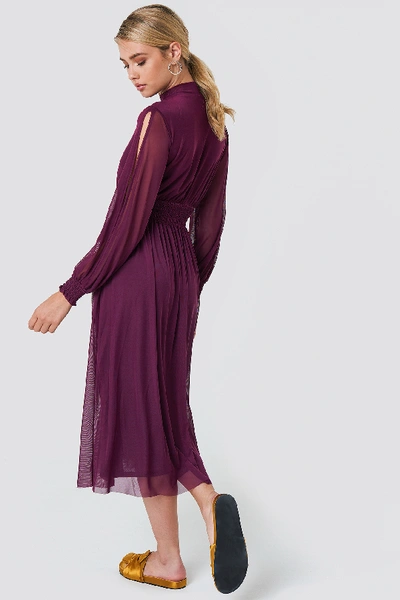 Shop Na-kd Mesh Open Sleeve Dress - Purple In Bordeaux
