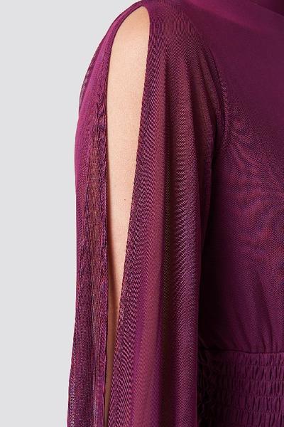Shop Na-kd Mesh Open Sleeve Dress - Purple In Bordeaux