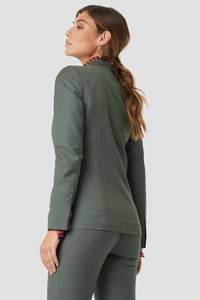 Shop Na-kd Collarless Blazer - Green In Dark Green