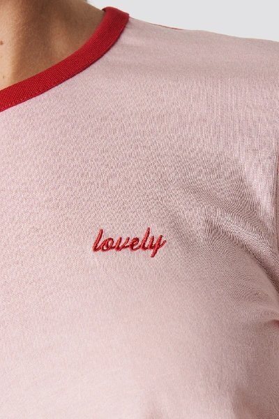 Shop Na-kd Lovely Embroidery Tee - Pink In Dusty Pink