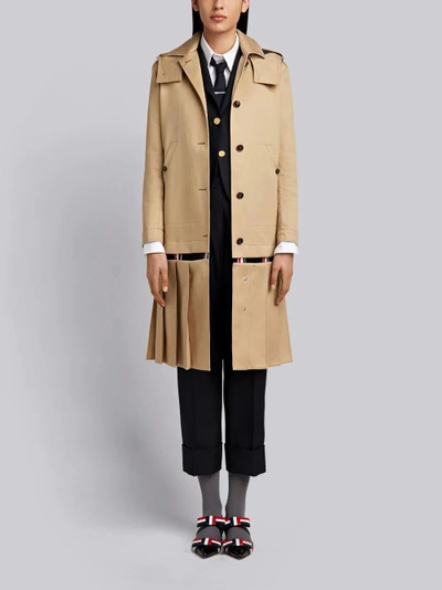 Shop Thom Browne Low-slung Pleated Mackintosh Overcoat In Neutrals