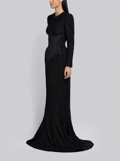 Shop Thom Browne Wool Crepe Anatomical Hip Pad Dress In Black