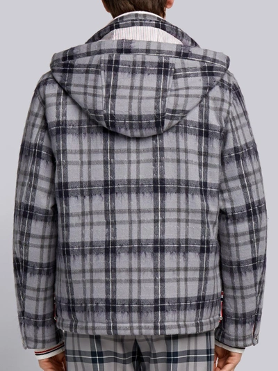 Shop Thom Browne Tartan Down-filled Hairy Mohair Tech Jacket In Grey