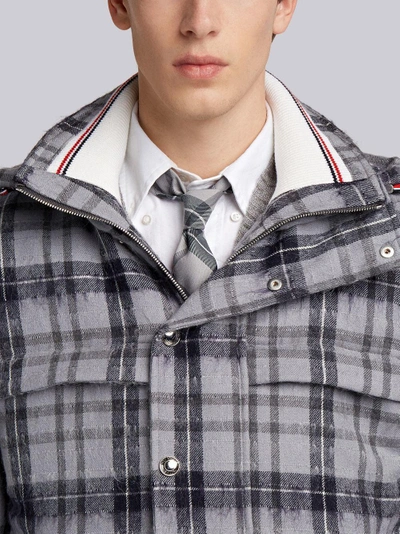 Shop Thom Browne Tartan Down-filled Hairy Mohair Tech Jacket In Grey