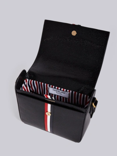 Shop Thom Browne Square Pebbled Leather Gift-box Bag In Black