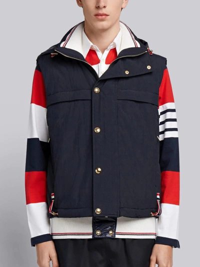 Shop Thom Browne Solid Enshuku Nylon Down-filled Tech Vest In Blue