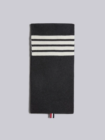 Shop Thom Browne 4-bar Stripe Cashmere Scarf In Grey