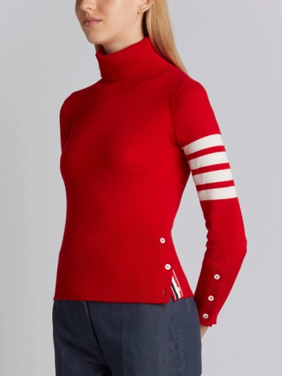 Shop Thom Browne 4-bar Stripe Turtle-neck Jumper In Red