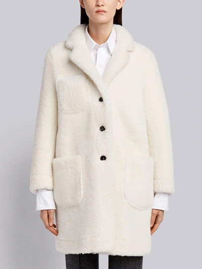 Shop Thom Browne Reversible Dyed Shearling Sack Overcoat In White