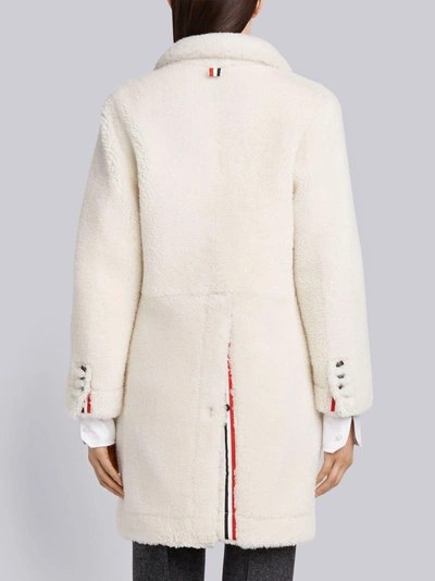 Shop Thom Browne Reversible Dyed Shearling Sack Overcoat In White