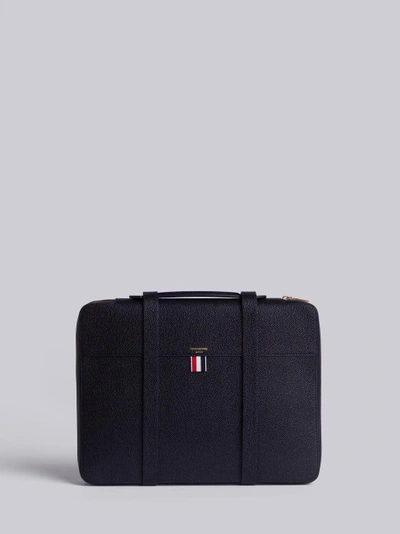 Shop Thom Browne Handle Zip Top Artist Folio In Pebble Grain In Black