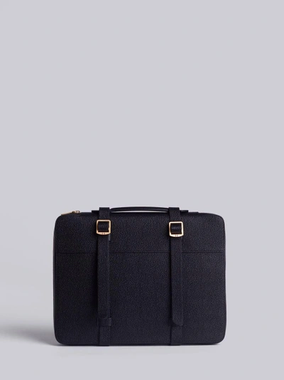 Shop Thom Browne Handle Zip Top Artist Folio In Pebble Grain In Black