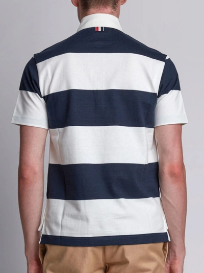 Shop Thom Browne Bicolor Rugby Stripe Polo In White