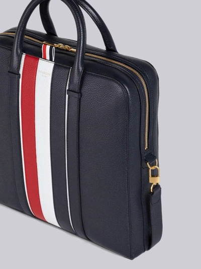 Shop Thom Browne Vertical Stripe Deerskin Day Tote In Blue