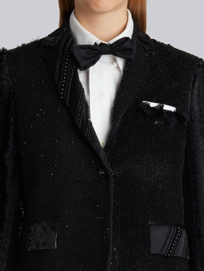 Shop Thom Browne High Armhole Single Breasted Sport Coat In Double Bonded Heavy Silk Charmeuse With Allov In Black