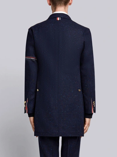 Shop Thom Browne Engineered Stripe Classic Unconstructed Chesterfield Overcoat In Blue