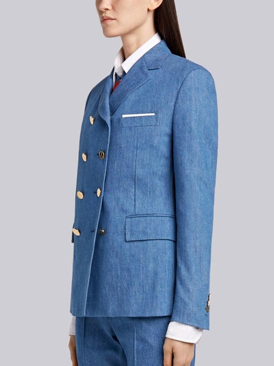 Shop Thom Browne High-break Pintuck Sport Coat In Stone Bio Denim In Blue
