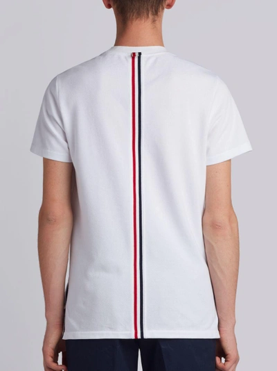 Shop Thom Browne White Cotton Pique Center Back Stripe Relaxed Fit Tee